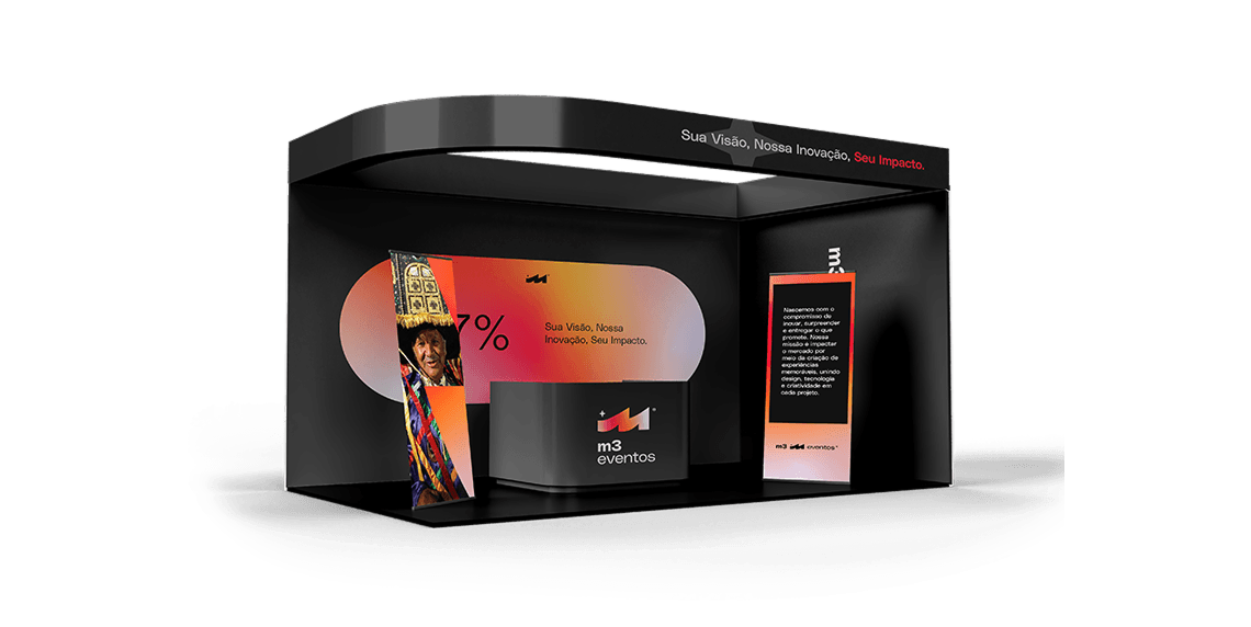 Estande de eventos m3 — Sua Visão, Nossa Inovação, Seu Impacto